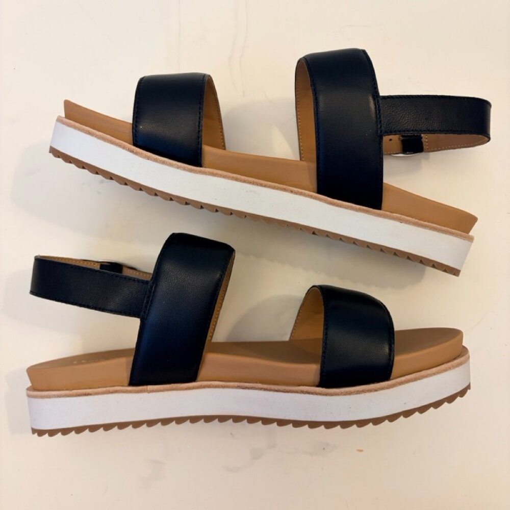 NWT Quince Women Italian Leather Platform Sandal Black Shoes 7 - Picture 5 of 10